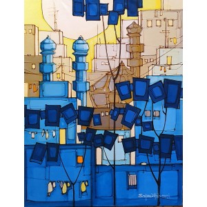 Salman Farooqi, 18 x 24 Inch, Acrylic on Canvas, Cityscape Painting, AC-SF-452